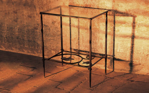 tavolino ferro battuto e vetro